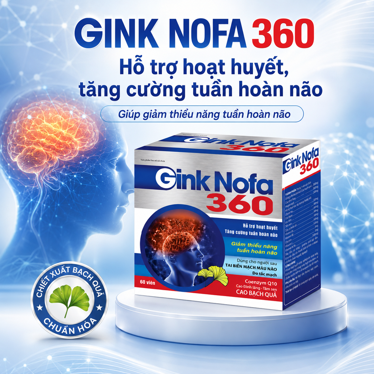 HOẠT HUYẾT GINKNOFA 360, HỘP 60 VIÊN