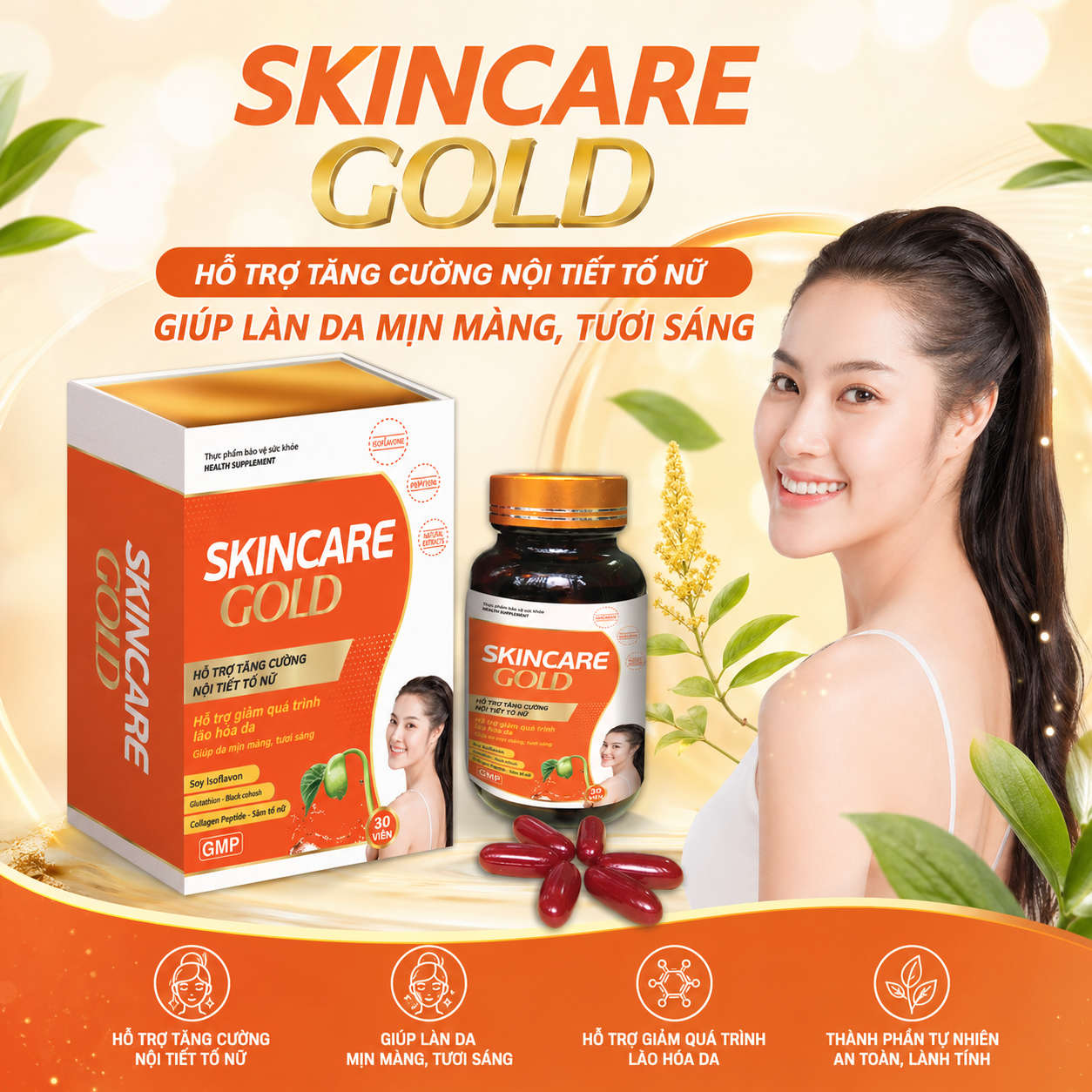 Nội Tiết Tố Nữ- Đẹp Da và Điều Hòa Kinh Nguyệt Skincare Gold