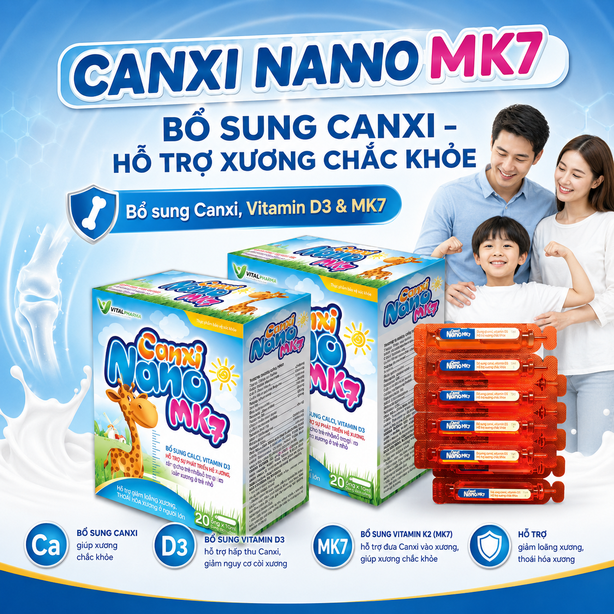 Siro Canxi Mk7 Hộp 20 ống x 10ml