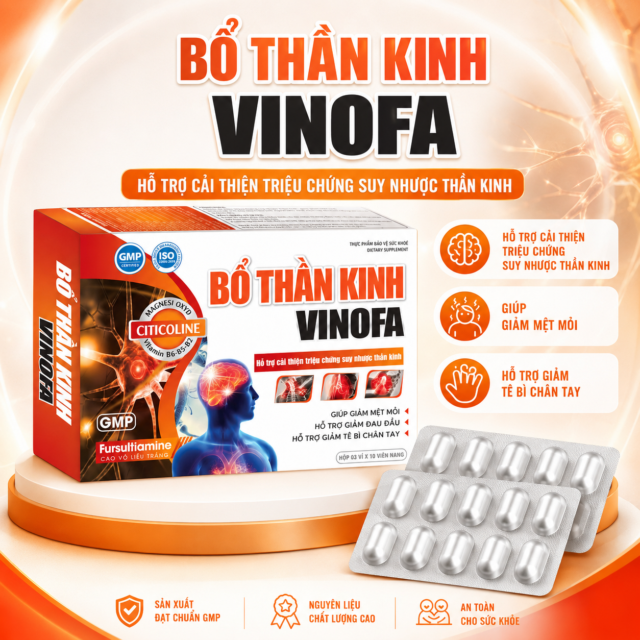 Bổ Thần Kinh Vinofa Hộp 30 Viên